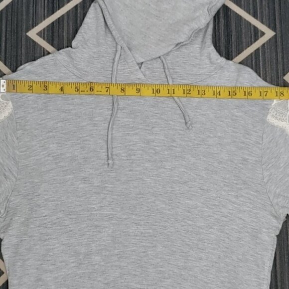NWT FLORA NIKROOZ gray lace loungewear hoodie sweatshirt - Picture 12 of 16